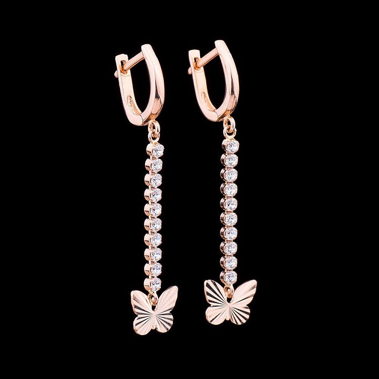Серьги "Бабочки" с фианитами с01620 от ювелирного магазина Оникс - 2