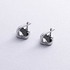 Срібні сережки "Клевер" з оніксом 123360 от ювелирного магазина Оникс - 2
