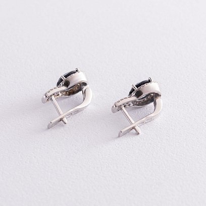 Серебряные серьги с сапфирами и фианитами 2920/9р-HSPH №4