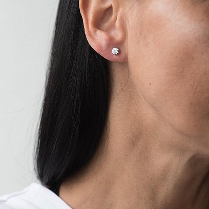 Золоті сережки-пусети з діамантами сб0279ca №2