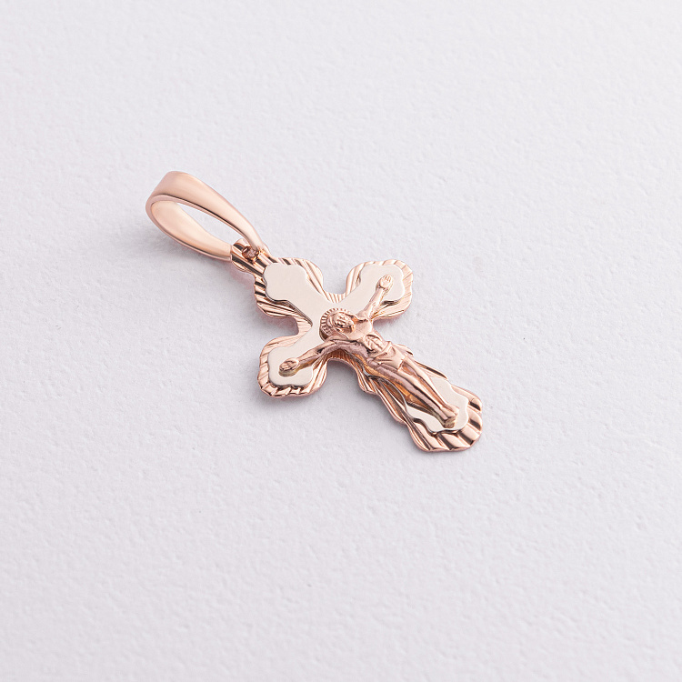 Золотой крестик "Распятие. Спаси и Сохрани" (на укр. языке) 210201 от ювелирного магазина Оникс