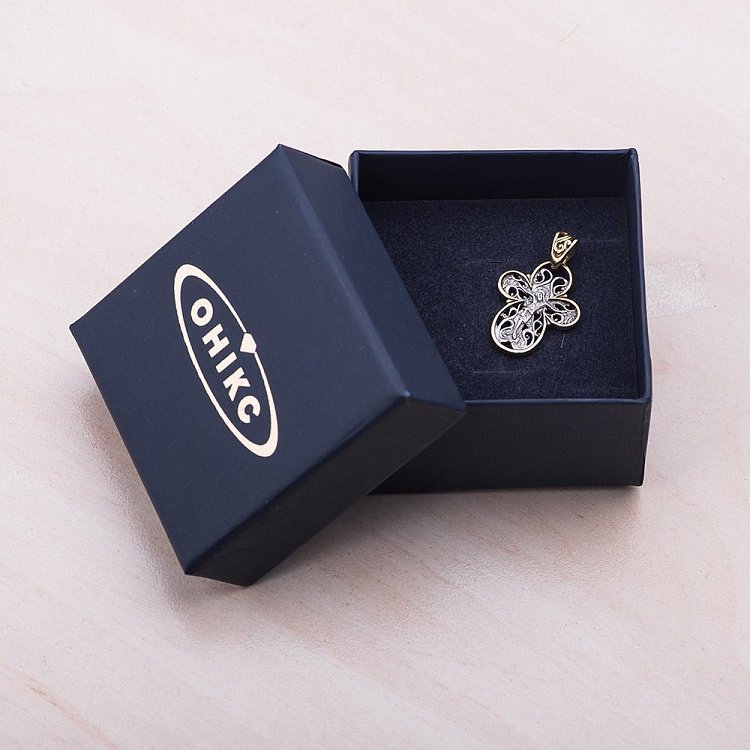 Серебряный крестик с позолотой 131790 от ювелирного магазина Оникс - 5