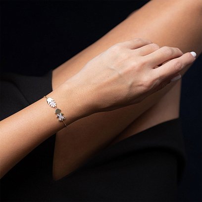 Золотий браслет "Два хлопчика" (фіаніт) б02796 №3