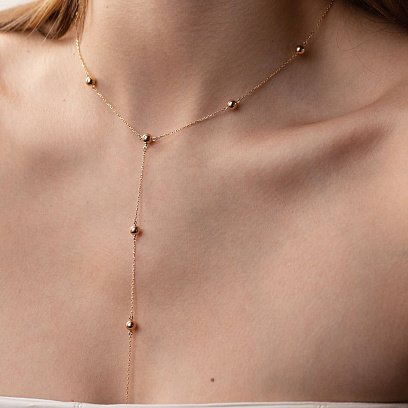 Кольє - краватка 2 в 1 "Кульки" у червоному золоті кол02066