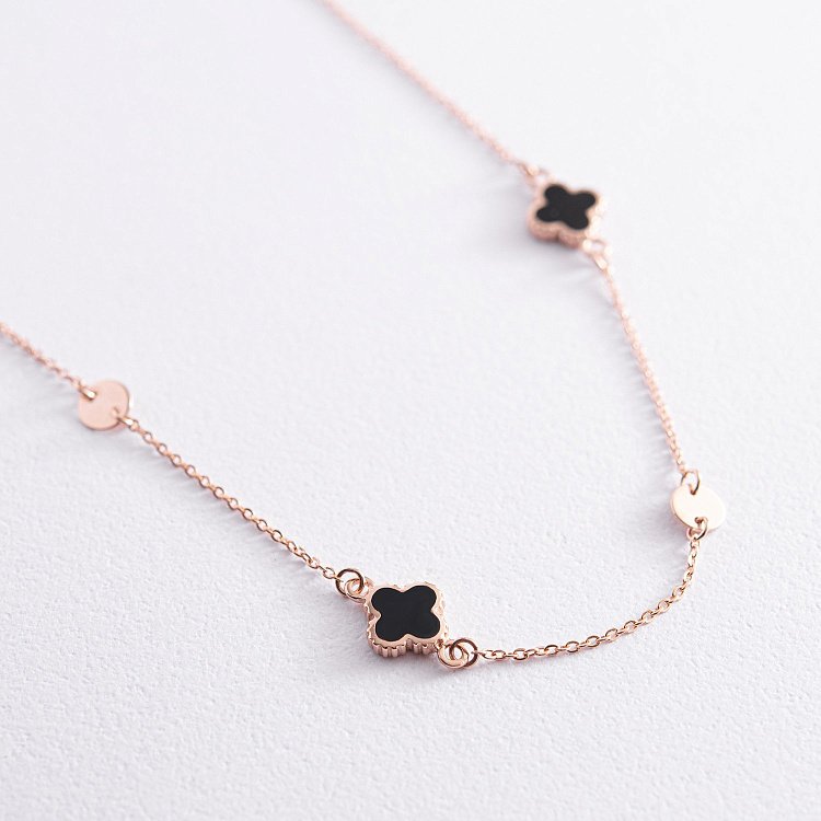 Золоте кольє "Конюшина" з емаллю 860412Е від ювелірного магазину Онікс - 2