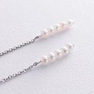 Срібні сережки - пусети з перлами на ланцюжку 2339/1р-PWT от ювелирного магазина Оникс - 2