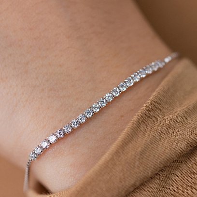 Срібний браслет "Витончений" з білими фіанітами 141606 №9