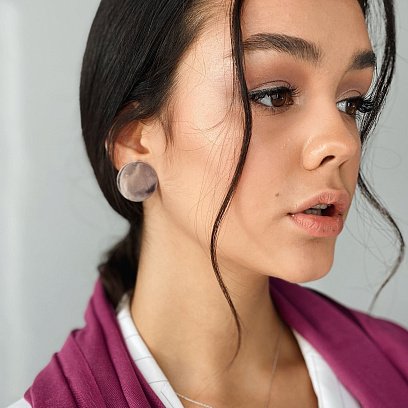 Серьги "Большие кометы" в белом золоте с06677 №4