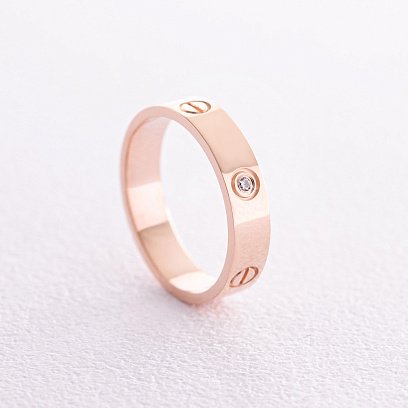 Кольцо "Love" в красном золоте (фианиты) к07164
