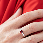 Серебряное кольцо "Сердечко" (синт. рубин) 1927/1р-HRUB от ювелирного магазина Оникс - 3