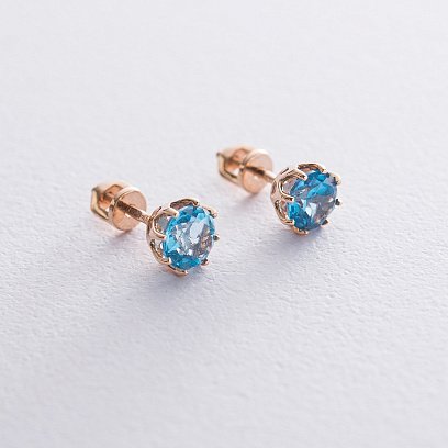 Золоті сережки-пусети (топаз) с06604