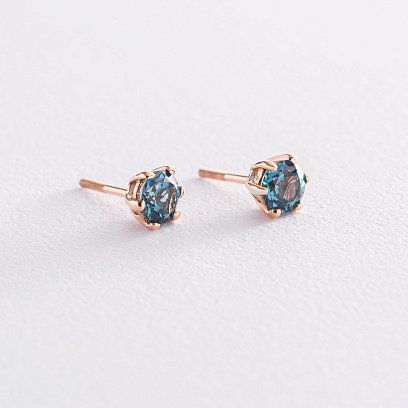 Золоті сережки - пусети (синт. топаз) с06698