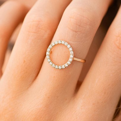 Каблучка "Кругообіг" у червоному золоті (фіаніти) к08150 №4