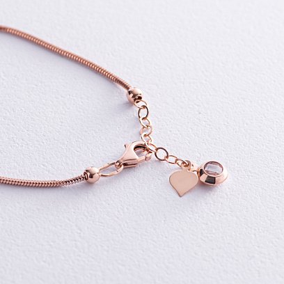 Браслет "Шарики" в красном золоте (фианиты) б05092 №5