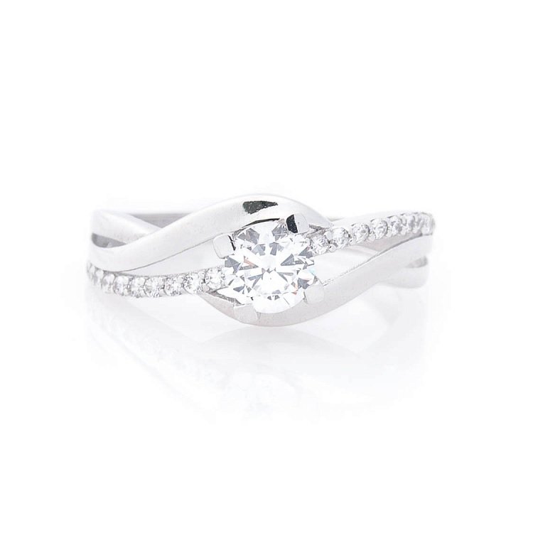 Золота заручальна каблучка з фіанітами к05788 від ювелірного магазину Онікс - 2