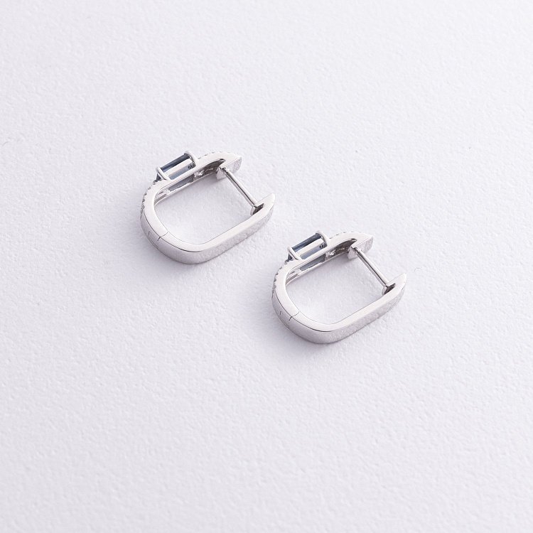 Золотые серьги с бриллиантами и сапфирами сб0565sm от ювелирного магазина Оникс - 2