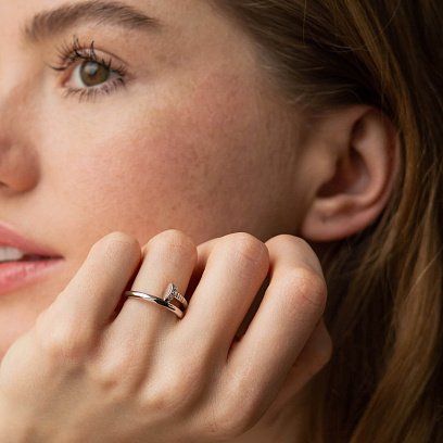 Каблучка "Цвях" з діамантами (біле золото) кб0475м №4