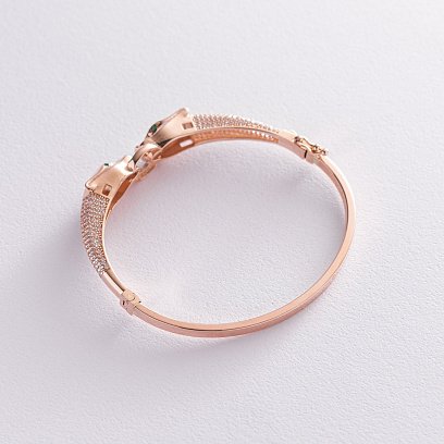 Жорсткий золотий браслет "Пантери" (фіаніти) б04772 №3