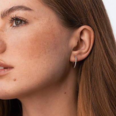 Золоті сережки - кільця з діамантами сб0541cha №4