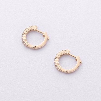 Сережки - кільця з фіанітами (жовте золото) с09172 №3