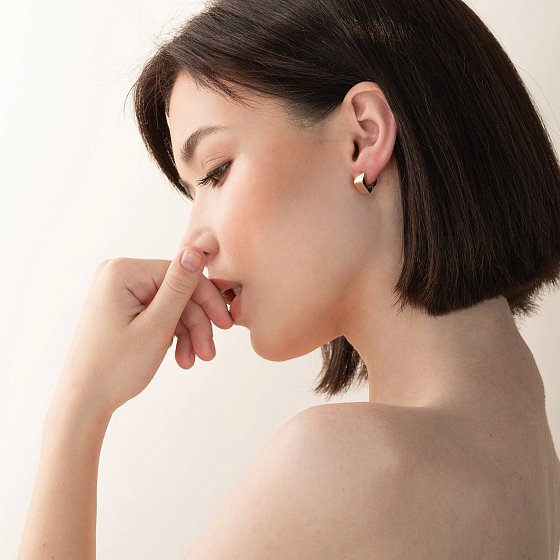 Серьги "Риск" в желтом золоте с06953 №5