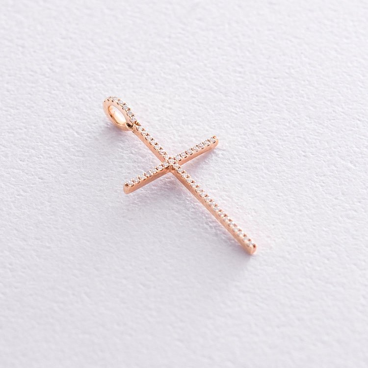 Золотой крестик с бриллиантами пб0036ch от ювелирного магазина Оникс