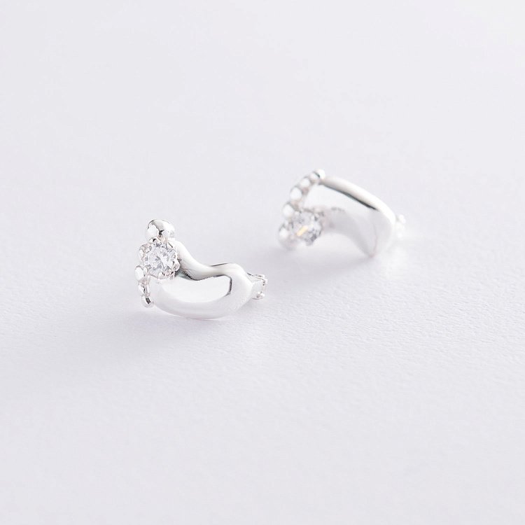 Срібні сережки "Ніжки немовляти" з фіанітами 121642 від ювелірного магазину Онікс