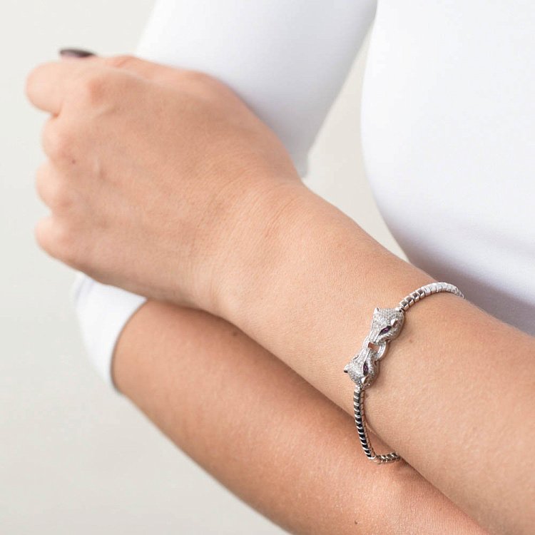 Золотой браслет "Пантеры" с фианитами б02701 от ювелирного магазина Оникс - 5