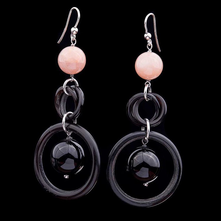 Серьги с лунным камнем и агатом 222с23 - 2 Серьги с лунным камнем и агатом 222с23 от ювелирного магазина Оникс - 2