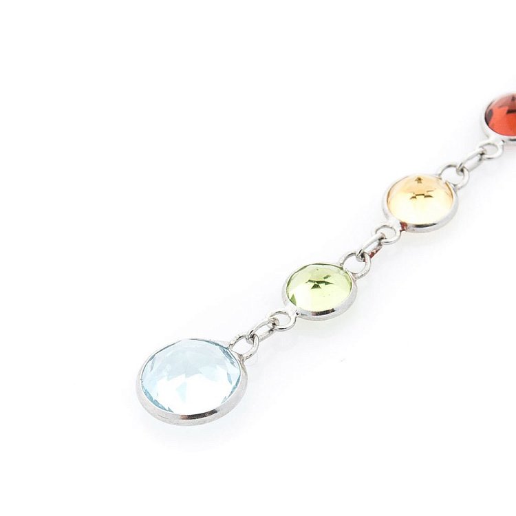 Золоті сережки (аметист, цитрин, уваровит, піроп, блакитний топаз) сб0143sp від ювелірного магазину Онікс - 1