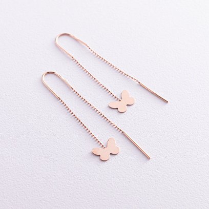 Золотые серьги-протяжки "Бабочки" с05560