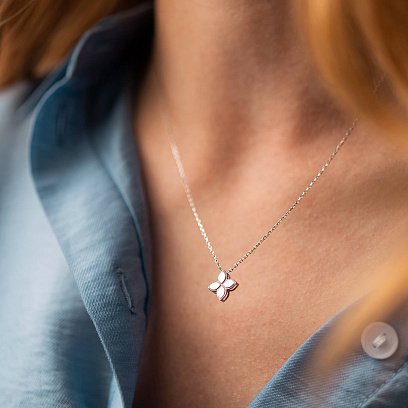 Колье "Клевер" в белом золоте кол02438 №2