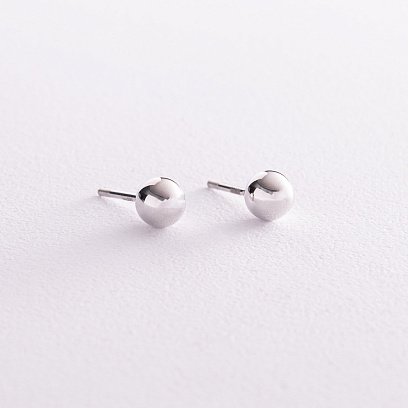 Сережки - пусети "Кульки" у білому золоті (0.7 см) с08057