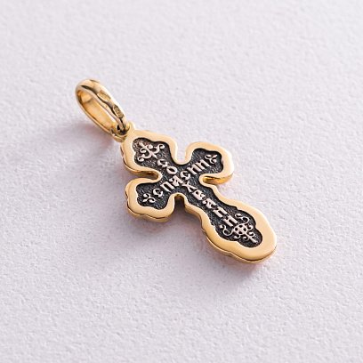 Срібний хрестик з позолотою і чорнінням 131970 №2