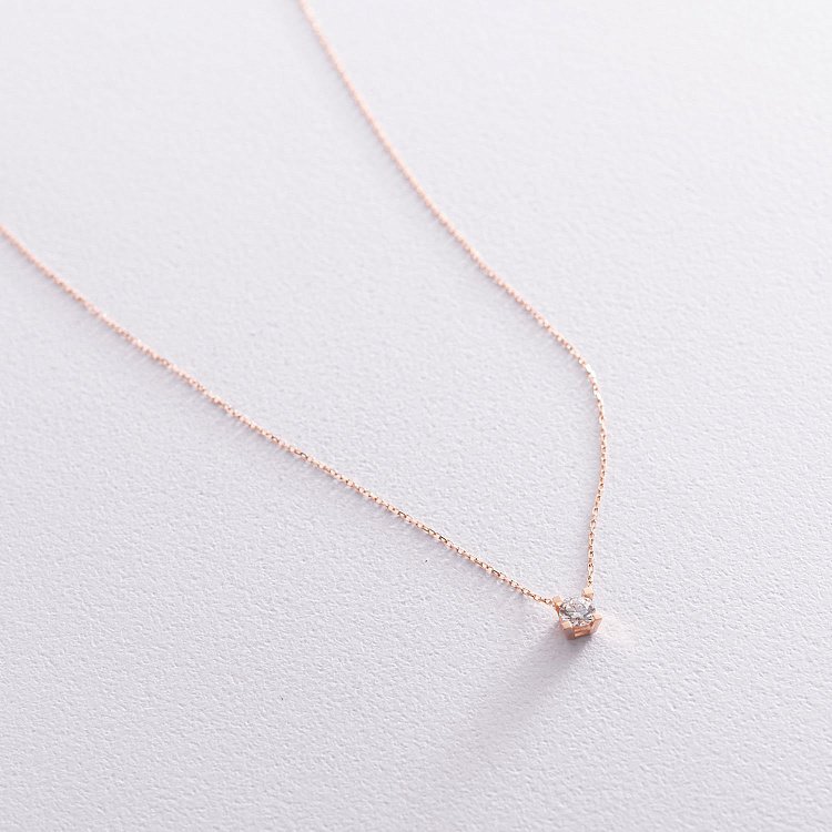 Золоте кольє з фіанітом кол01489 від ювелірного магазину Онікс - 1