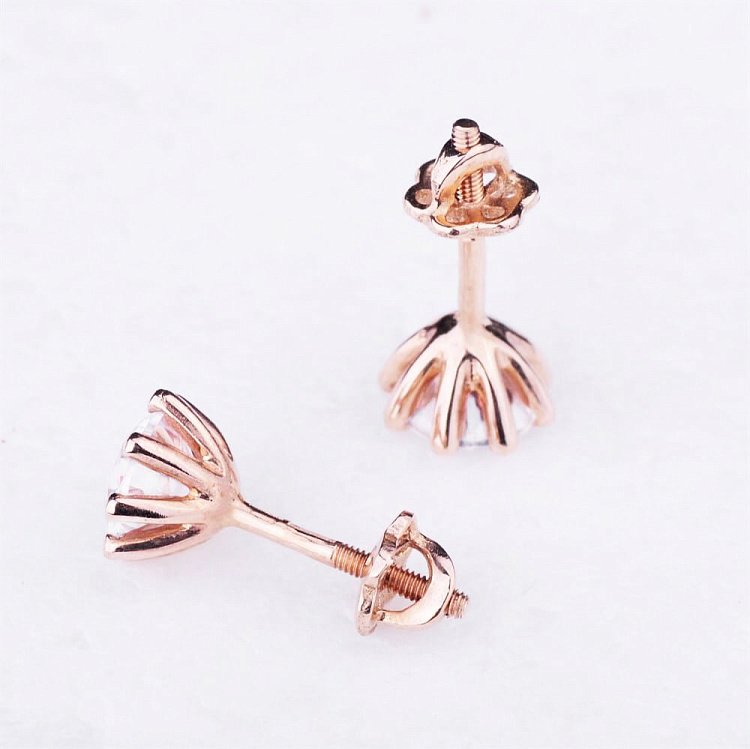 Серьги-гвоздики с фианитами (7мм) с01443 от ювелирного магазина Оникс - 1