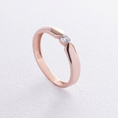 Помолвочное золотое кольцо с фианитом к07441