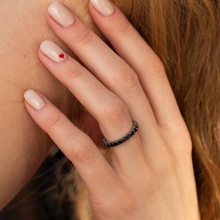 Золотое кольцо с черными бриллиантами кб0489gl от ювелирного магазина Оникс - 1