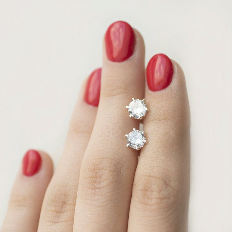 Серебряные гвоздики с фианитами 121955 от ювелирного магазина Оникс - 5