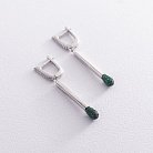 Срібні сережки "Сірники" (зелені фіаніти) 122930 от ювелирного магазина Оникс