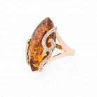 Золотое кольцо (янтарь, фианиты) к05604 от ювелирного магазина Оникс