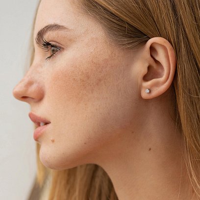 Серьги - пусеты с бриллиантами (белое золото) 331551121 №2