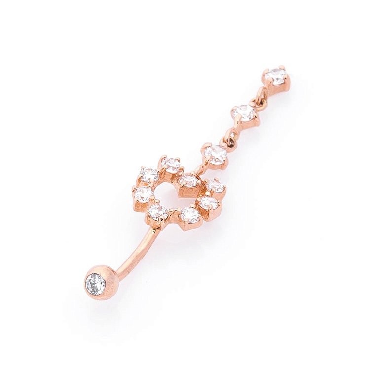 Золотой пирсинг с фианитами пир00047 от ювелирного магазина Оникс