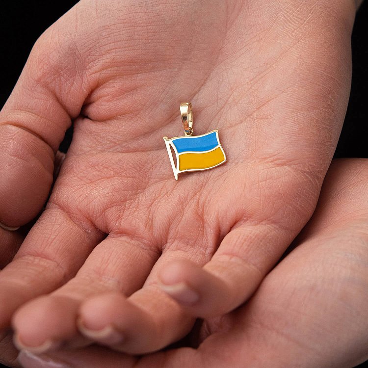 Підвіска "Прапор України" у жовтому золоті п03780 - 3 Підвіска "Прапор України" у жовтому золоті п03780 від ювелірного магазину Онікс - 3