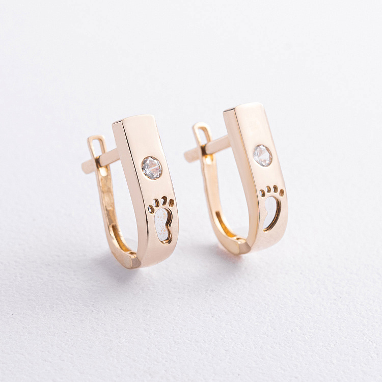 Золоті сережки "Ніжки немовляти" (фіаніти) с08648 від ювелірного магазину Онікс