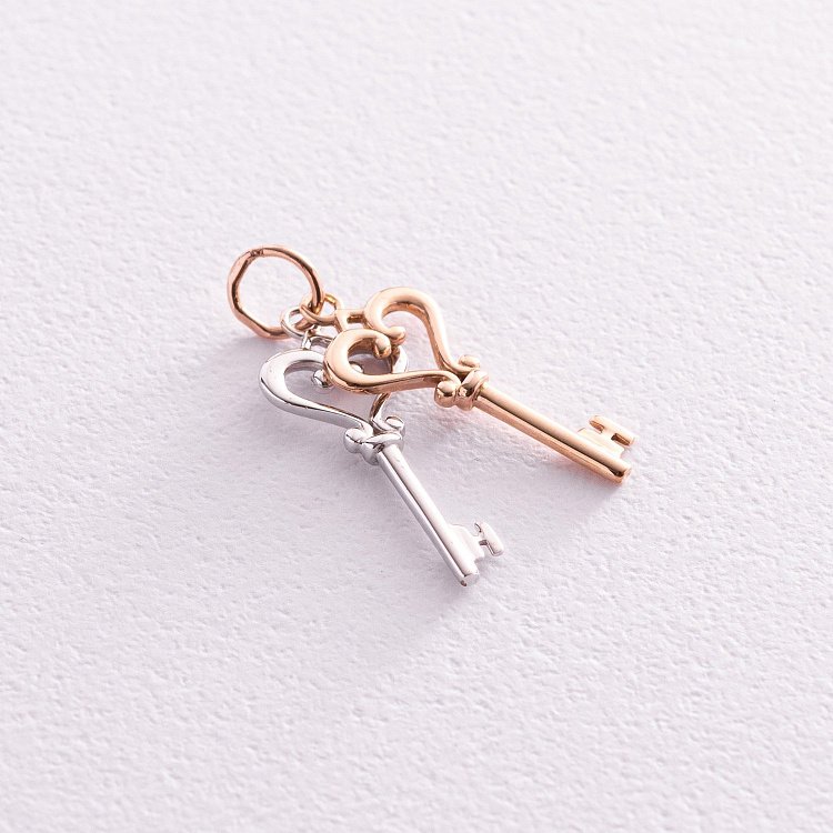 Золотой кулон "Два ключа" п02932 от ювелирного магазина Оникс