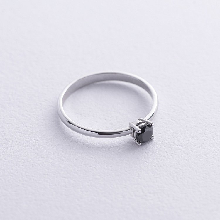 Помолвочное кольцо с черным бриллиантом (белое золото) 235991122 от ювелирного магазина Оникс - 2