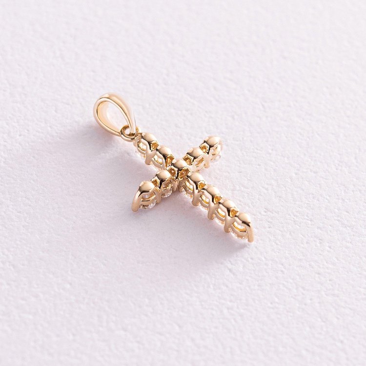 Золотий хрестик з діамантами пб0279ri від ювелірного магазину Онікс - 3