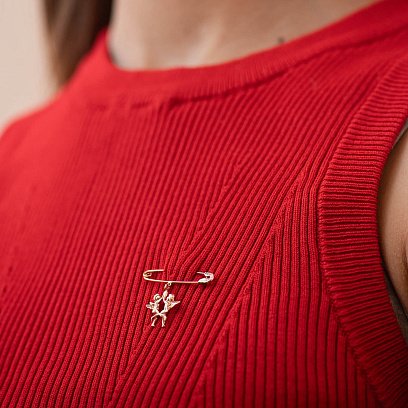 Золота шпилька з янголятами зак00338 №2