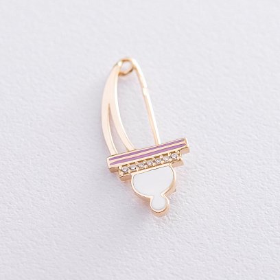 Золота шпилька (емаль, фіаніт) зак00298